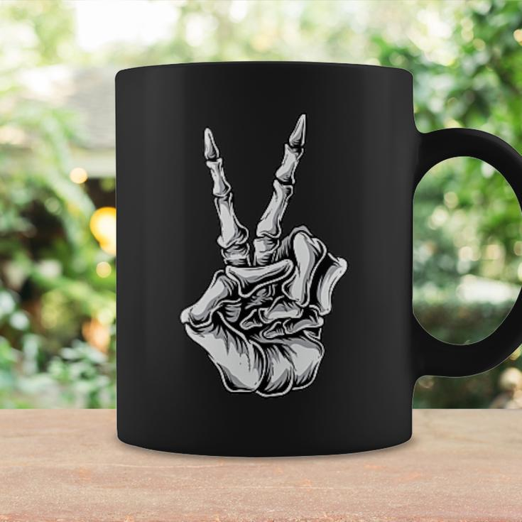 Minimalists Retro Vintage Skeleton Peace Sign Skull Coffee Mug Gifts ideas