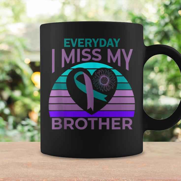 I Miss My Brother Heart Ribbon Suicide Awareness Sister Coffee Mug Gifts ideas