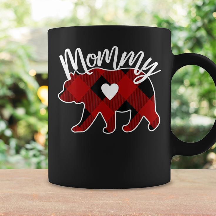 Mommy Bear Christmas Buffalo Plaid Red White & Black Coffee Mug Gifts ideas