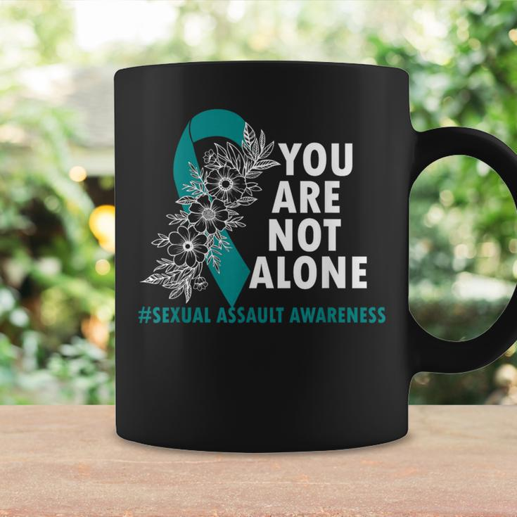 You Are Not Alone Sexual Assault Awareness Month Teal Ribbon Coffee Mug Gifts ideas