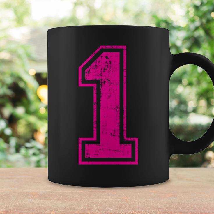 Number 1 One Varsity Distressed Vintage Sport Team Player's Coffee Mug Gifts ideas