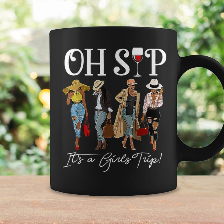 Oh Sip It's A Girls Trip Fun Wine Party Black Queen Coffee Mug Gifts ideas