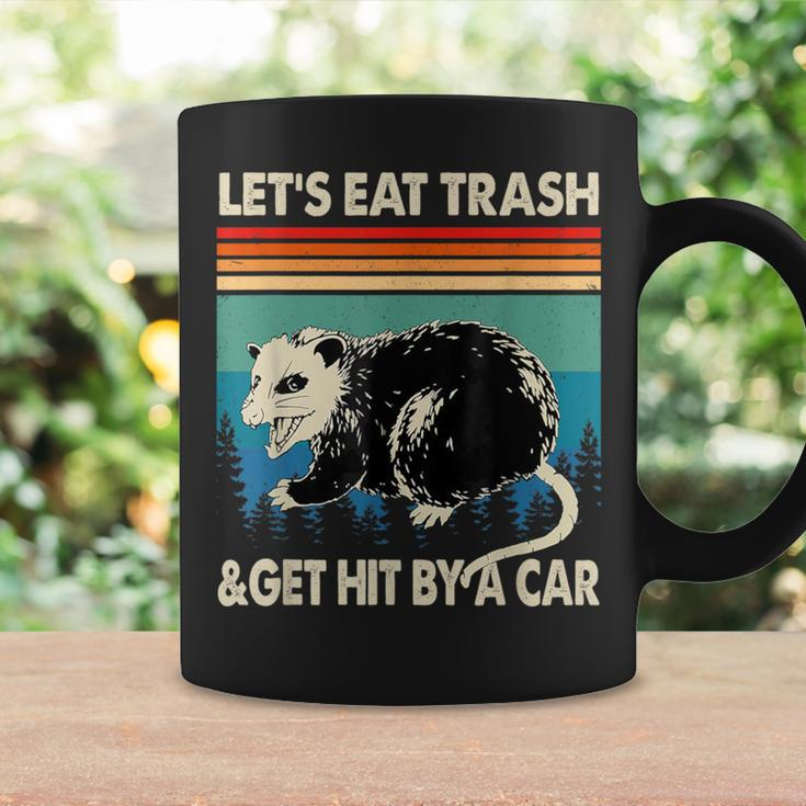 Opossum Retro Raccoon Let's Eat Trash & Get Hit By A Car Coffee Mug Gifts ideas