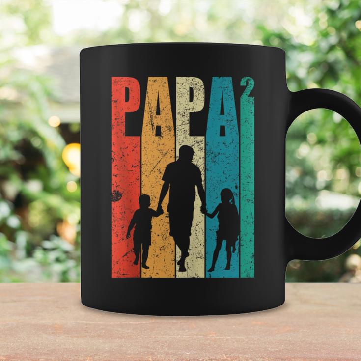 Papa Hoch 2 Dad Hoch 2 Kinder Zweifacher Papaatertag Retro Tassen Geschenkideen