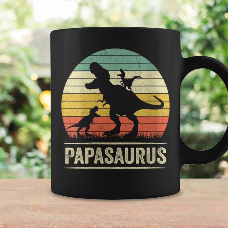 Papasaurus Dinosaur Papa Tyrannosaurus Dino Twin Pack Mit-Ausschnitt Tassen Geschenkideen