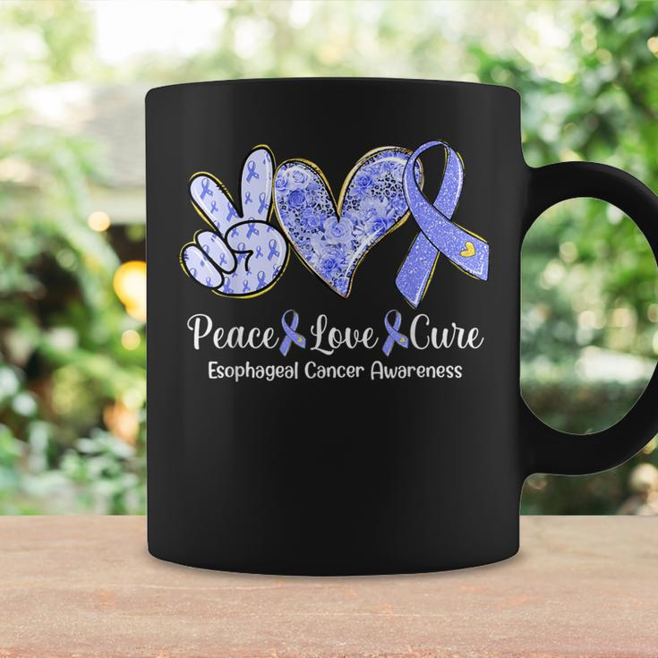 Peace Love Cure Periwinkle Ribbon Esophageal Cancer Coffee Mug Gifts ideas