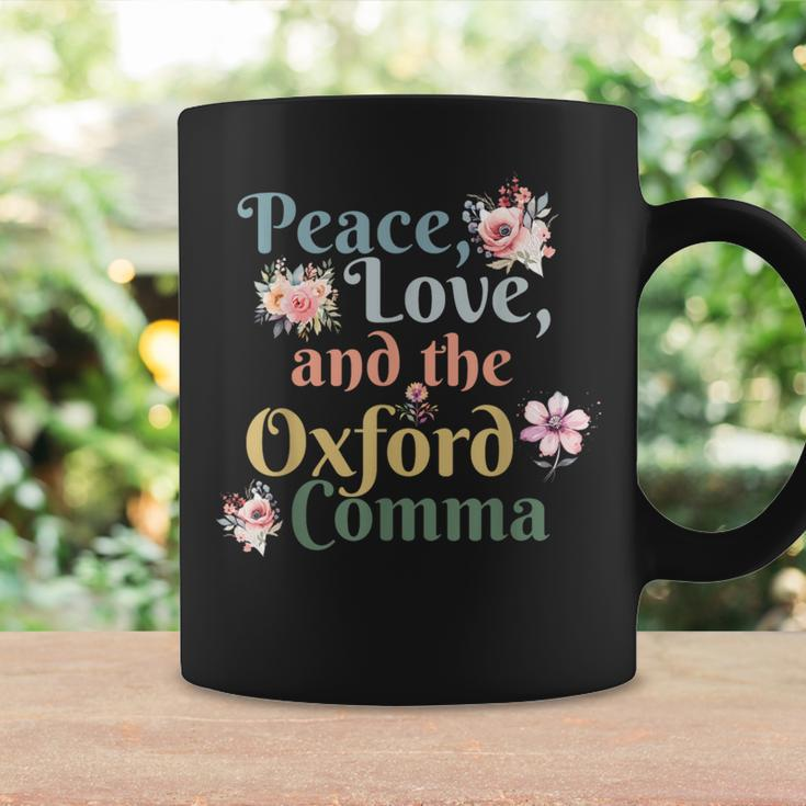Peace Love And The Oxford Comma English Grammar Humor Joke Coffee Mug Gifts ideas