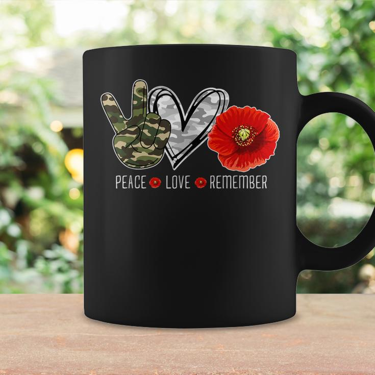 Peace Love Remember Soldier Veteran Day Red Poppy Flower Coffee Mug Gifts ideas