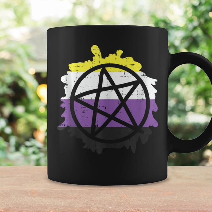 Pentagram Satanic Goth Lgbtq Non-Binary Flag Genderqueer Coffee Mug Gifts ideas