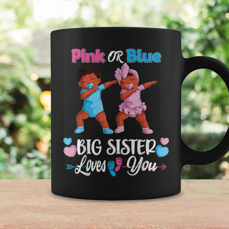 Pink Or Blue Big Sister Loves You Black Baby Gender Reveal Coffee Mug Gifts ideas