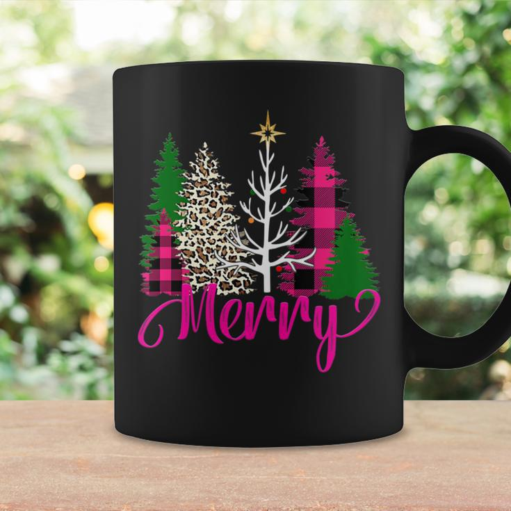 Pink Buffalo Plaid Christmas Tree Leopard Merry Christmas Coffee Mug Gifts ideas
