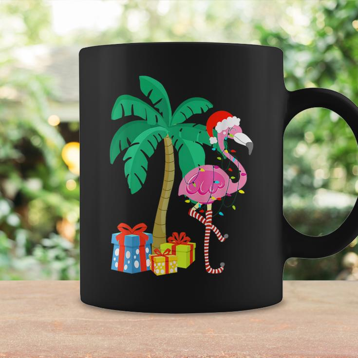 Pink Flamingo Christmas Palm Tree Tropical Xmas Coffee Mug Gifts ideas