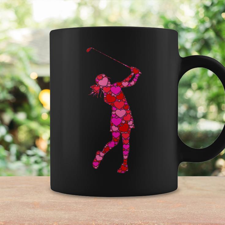 Pink Red Heart Valentines Day Girls Golf Swing Coffee Mug Gifts ideas