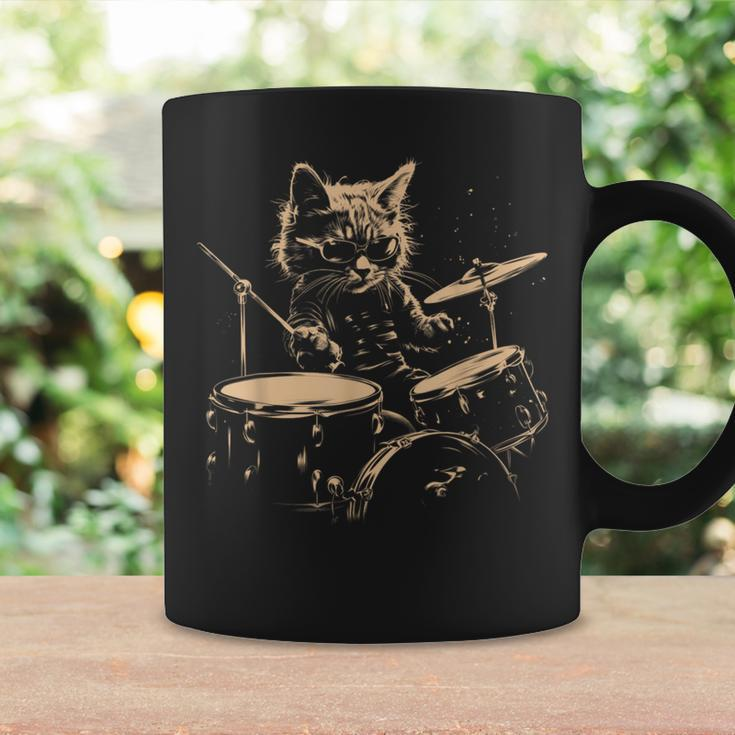 Pop Rock Drummer Cat Kitten Music Playing Drums Music Bands Coffee Mug Gifts ideas