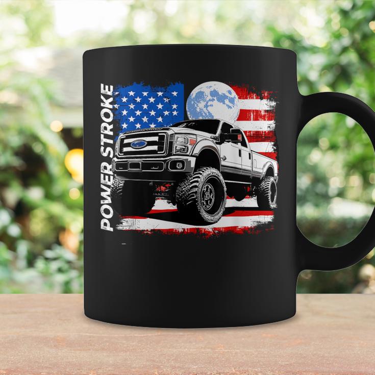 Powerstroke Turbo Diesel Truck American Flag Rolling Coal Coffee Mug Gifts ideas