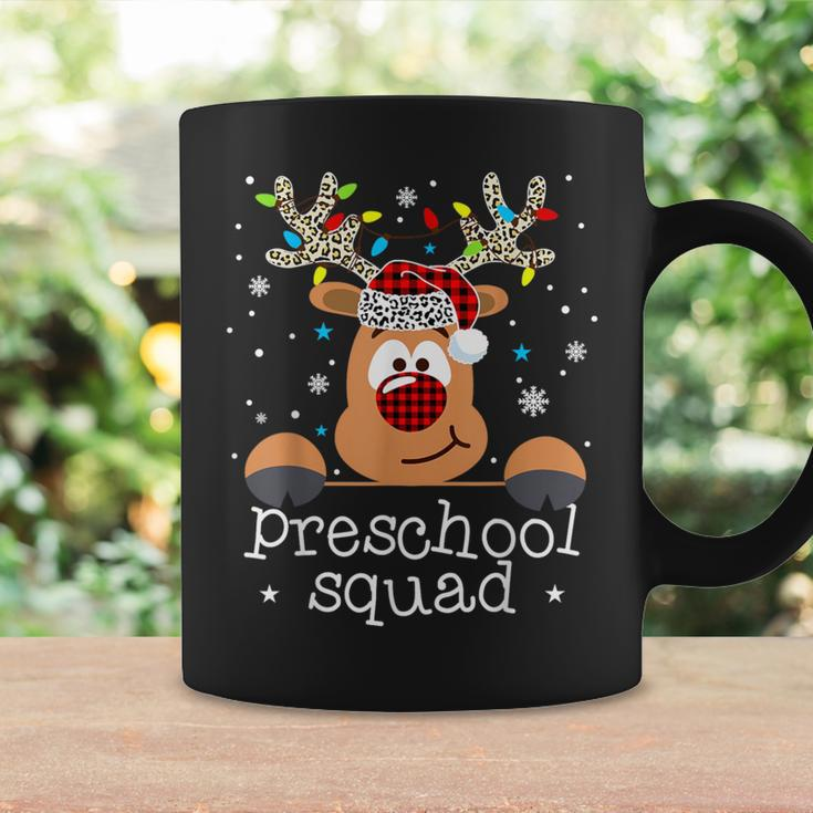Preschool Squad Plaid Reindeer Santa Hat Teacher Christmas Coffee Mug Gifts ideas