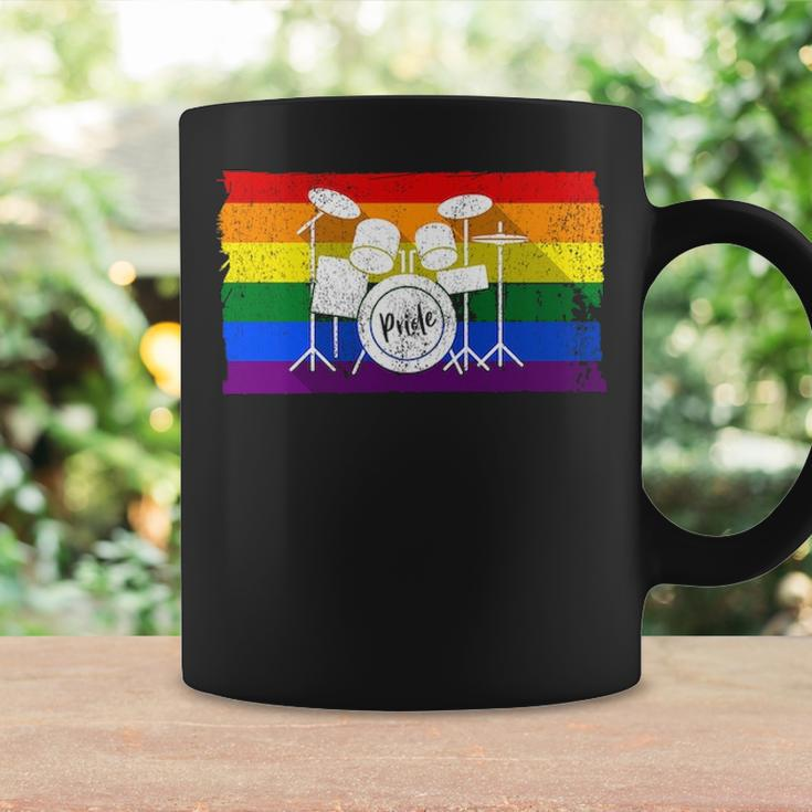 Pride Rainbow Flag Drum Kit Drummer Shadow Coffee Mug Gifts ideas