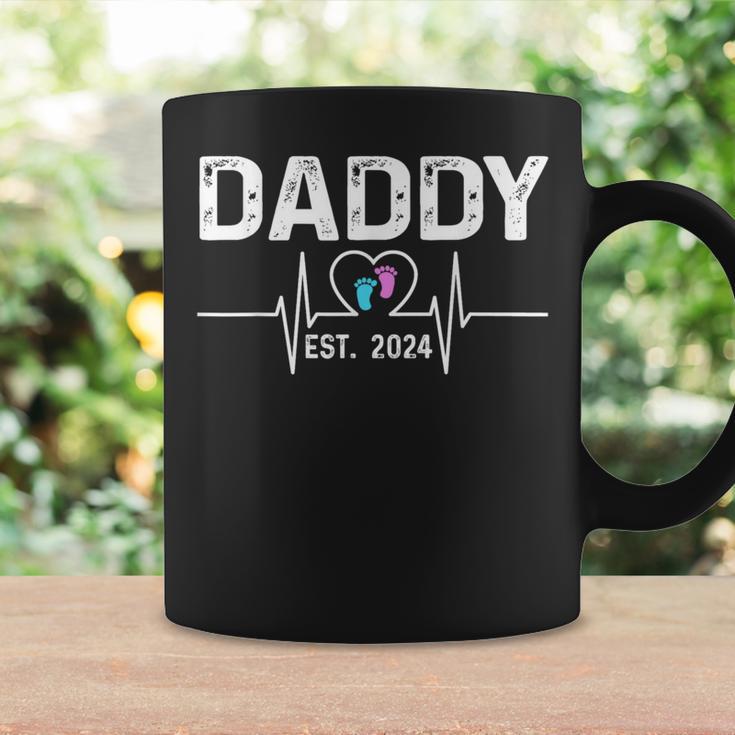 Promoted To Daddy 2024 Heartbeat Baby Reveal Coffee Mug Gifts ideas