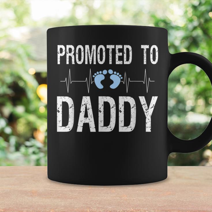 Promoted To Daddy With Heartbeat And Baby Footprint Coffee Mug Gifts ideas