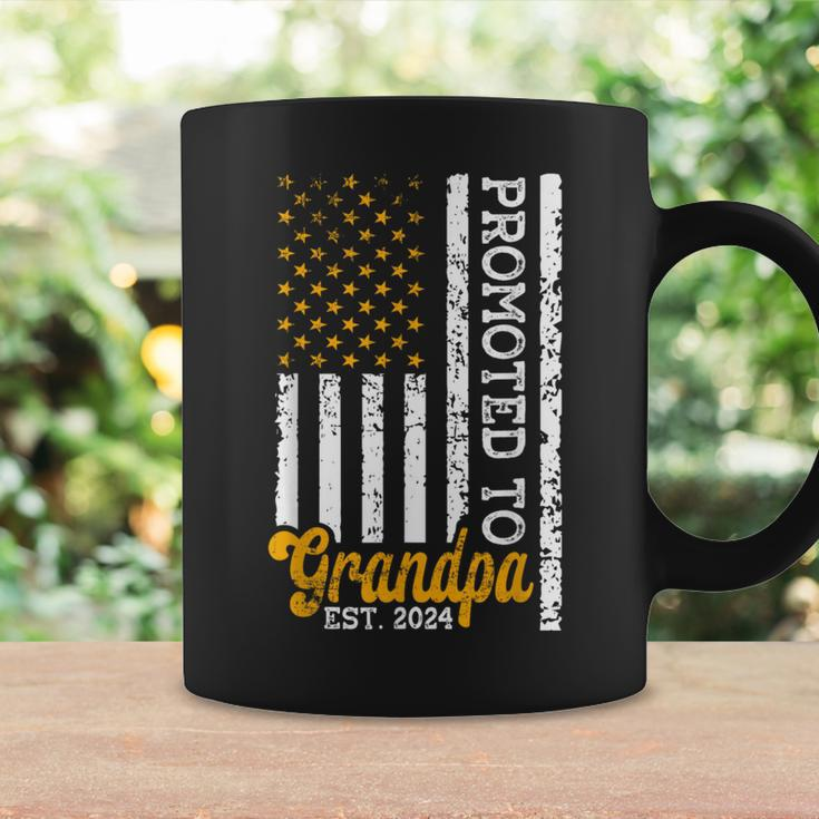Promoted To Grandpa Est 2024 First Time Grandpa Patriotic Coffee Mug Gifts ideas