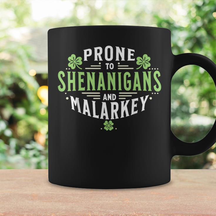 Prone To Shenanigans & Malarkey Fun Clovers St Patrick's Day Coffee Mug Gifts ideas