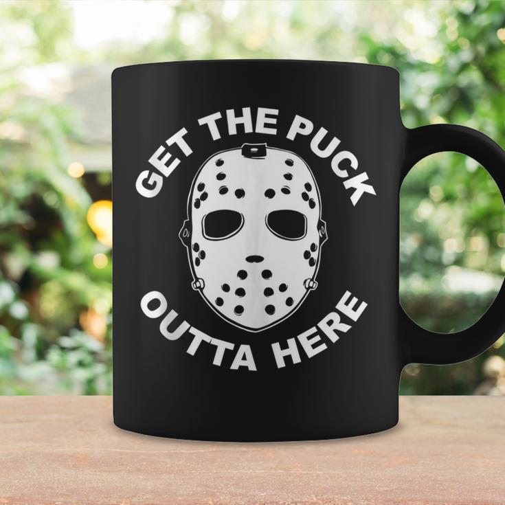 Get The Puck Outta Here Old School Hockey Goalie Mask Coffee Mug Gifts ideas
