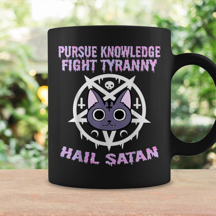 Pursue Knowledge Fight Tyranny Hail Satan Coffee Mug Gifts ideas