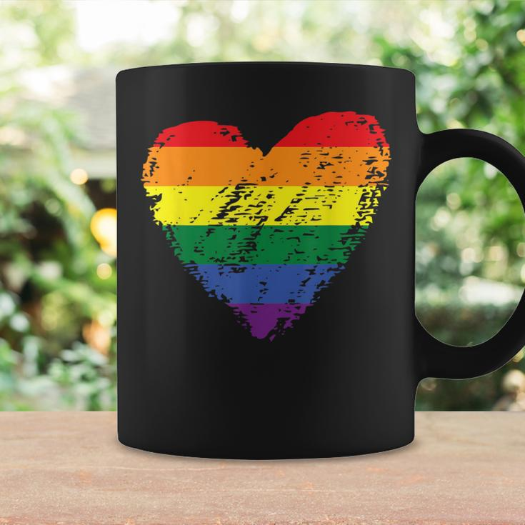 Rainbow Flag Colored Heart Lgbtq Lesbian Gay Pride Vintage Coffee Mug Gifts ideas