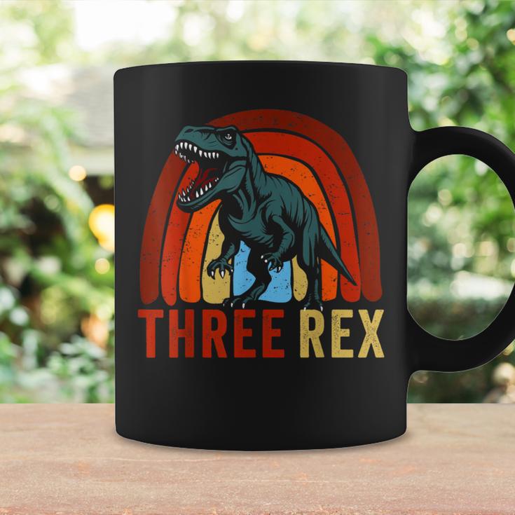 Rainbow Three Rex Retro Vintage Dinausor 3 Year Old Trex Coffee Mug Gifts ideas