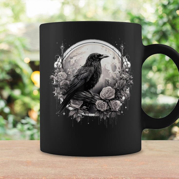 Raven Full Moon Gothic Witchy Crow Roses Mystical Coffee Mug Gifts ideas