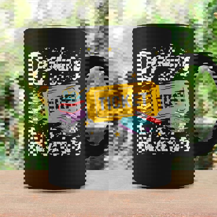 Reading Is A Ticket To Adventure Read Books Bookworm Nerdy Coffee Mug Gifts ideas