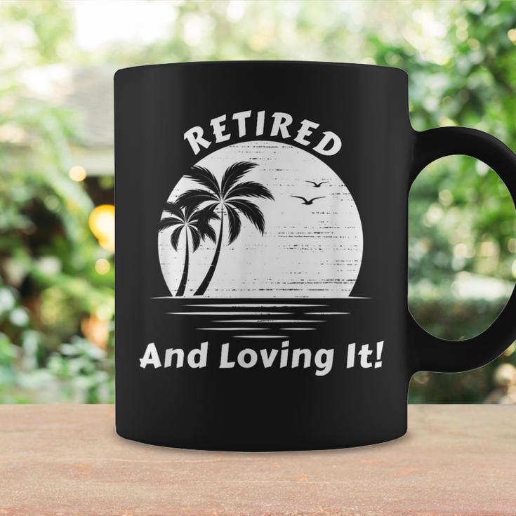 Retired And Loving It Beach Scene Sunrise And Palm Trees Coffee Mug Gifts ideas