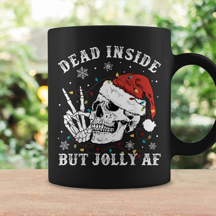 Retro Dead Inside But Jolly Af Skeleton Christmas Lights Coffee Mug Gifts ideas
