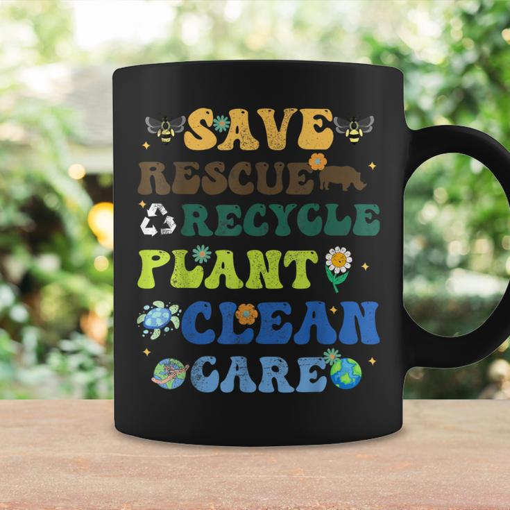 Retro Earth Day Save Bees Rescue Animals Recycle Plastics Coffee Mug Gifts ideas