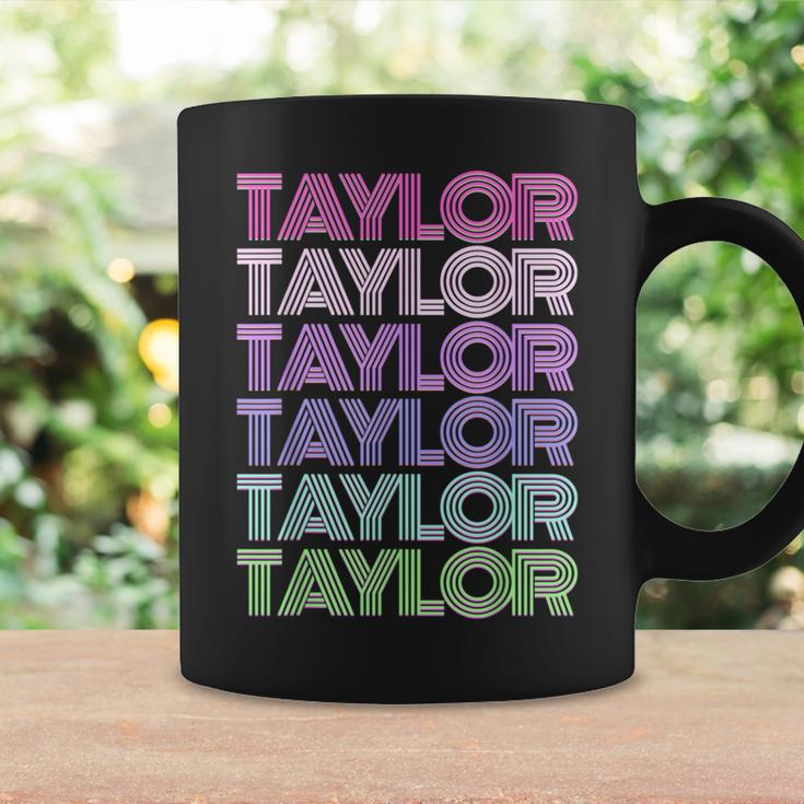 Retro First Name Taylor Girl Boy Surname Repeated Pattern Coffee Mug Gifts ideas