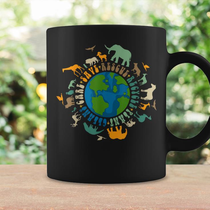 Retro Groovy Save Bees Rescue Animals Recycle Fun Earth Day Coffee Mug Gifts ideas