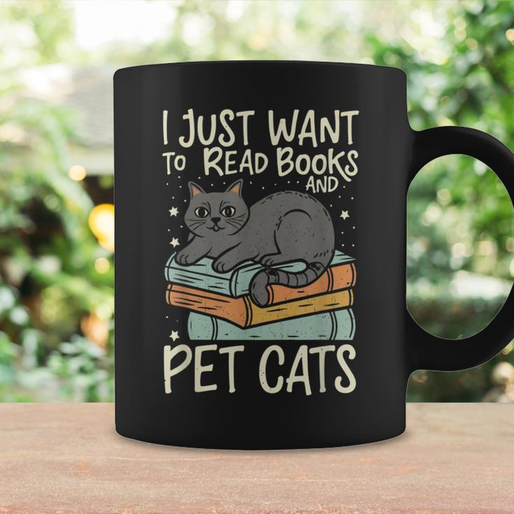 Retro I Just Want To Read Books And Pet Cats Cat Coffee Mug Gifts ideas