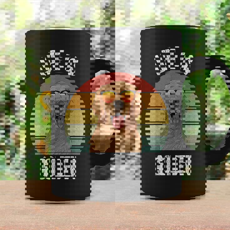 Retro Life Is Golden Golden Retriever Regalos Dog Taza de café Ideas de regalos