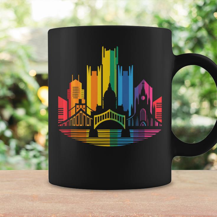 Retro Pittsburgh Skyline Rainbow Lgbt Lesbian Gay Pride Coffee Mug Gifts ideas