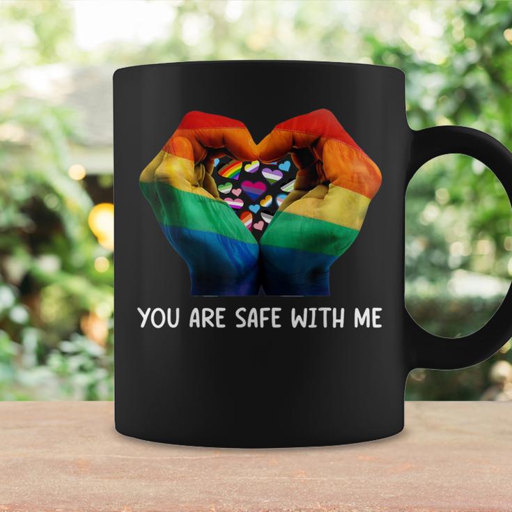 Retro You Are Safe With Me Rainbow Bi Transgender Lgbt Pride Coffee Mug Gifts ideas