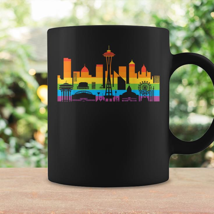 Retro Seattle Skyline Rainbow Lgbt Lesbian Gay Pride Seattle Coffee Mug Gifts ideas