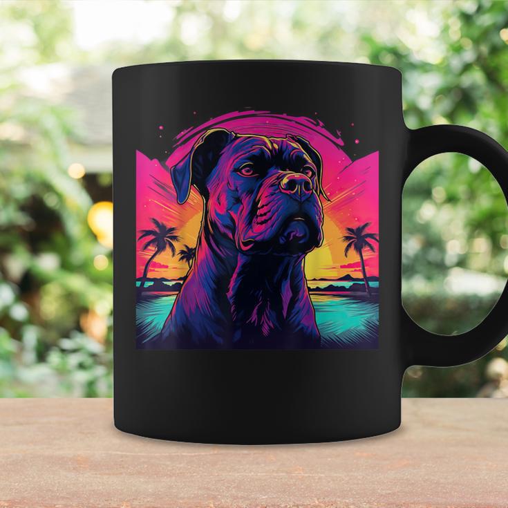 Retro Sunset Presa Canario Dog Black Tassen Geschenkideen