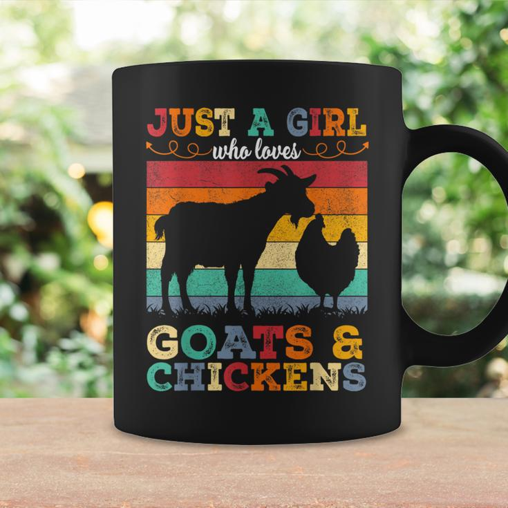 Retro Vintage Just A Girl Who Loves Chickens & Goats Farmer Coffee Mug Gifts ideas