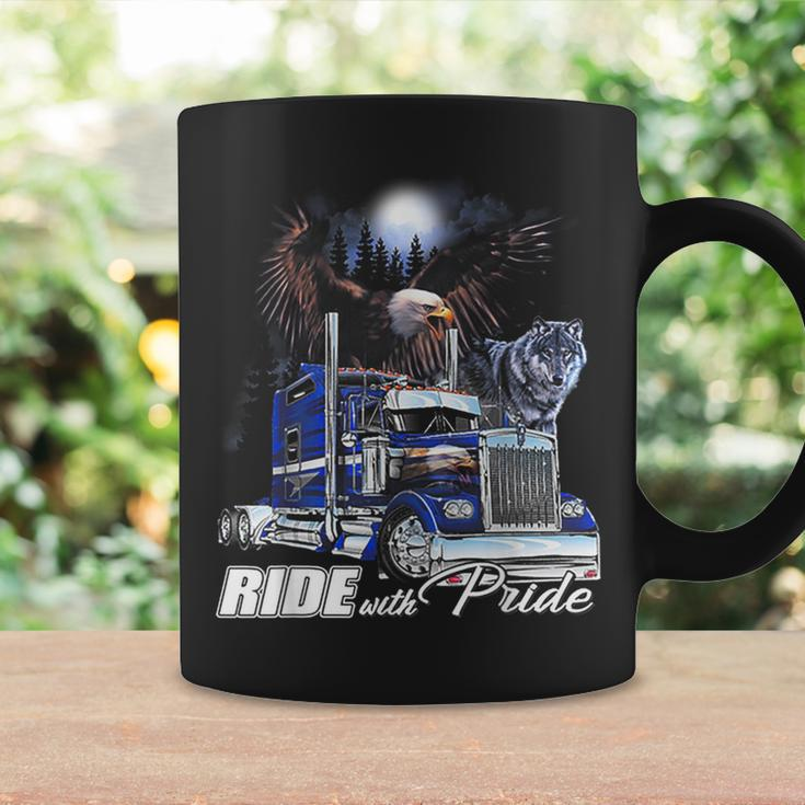 Ride With Pride Trucker Eagle Wolf Coffee Mug Gifts ideas
