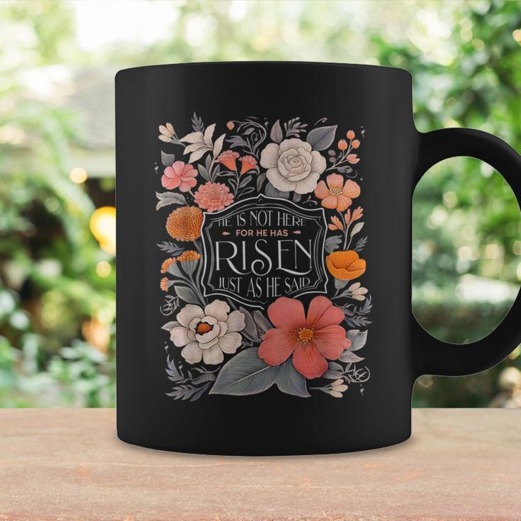 He Is Risen He Is Not Here Easter Day Christian Jesus Floral Coffee Mug Gifts ideas