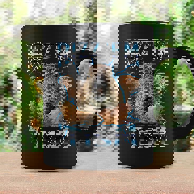 Rizz Em With The Tism Capybara Oddly Dank Meme Coffee Mug - Thegiftio UK