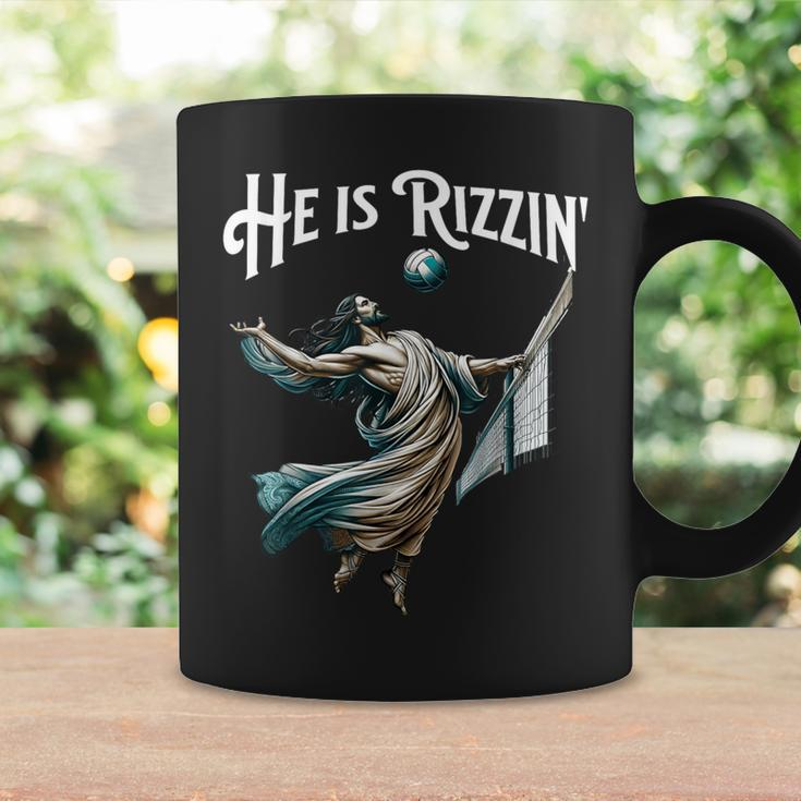 He Is Rizzin Jesus Playing Volleyball Sports Rizz Coffee Mug Gifts ideas