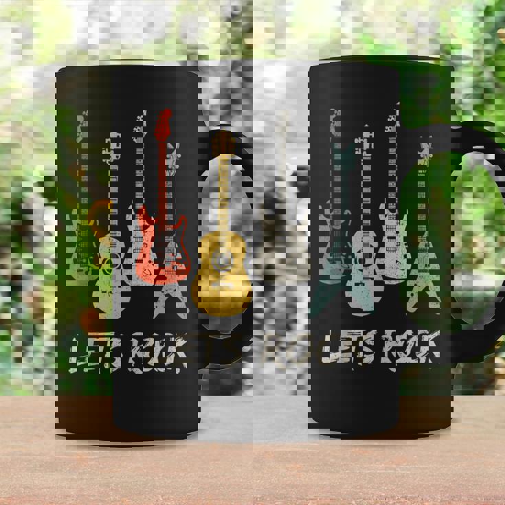 Lets Rock Rock N Roll Guitar Retro Sin Mangas Taza de café Ideas de regalos