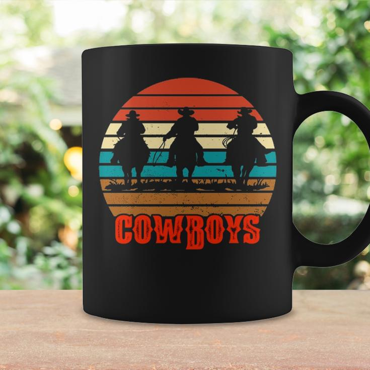 Rodeo Cowboy And Wranglers Bronco Horse Retro Style Sunset Coffee Mug Gifts ideas