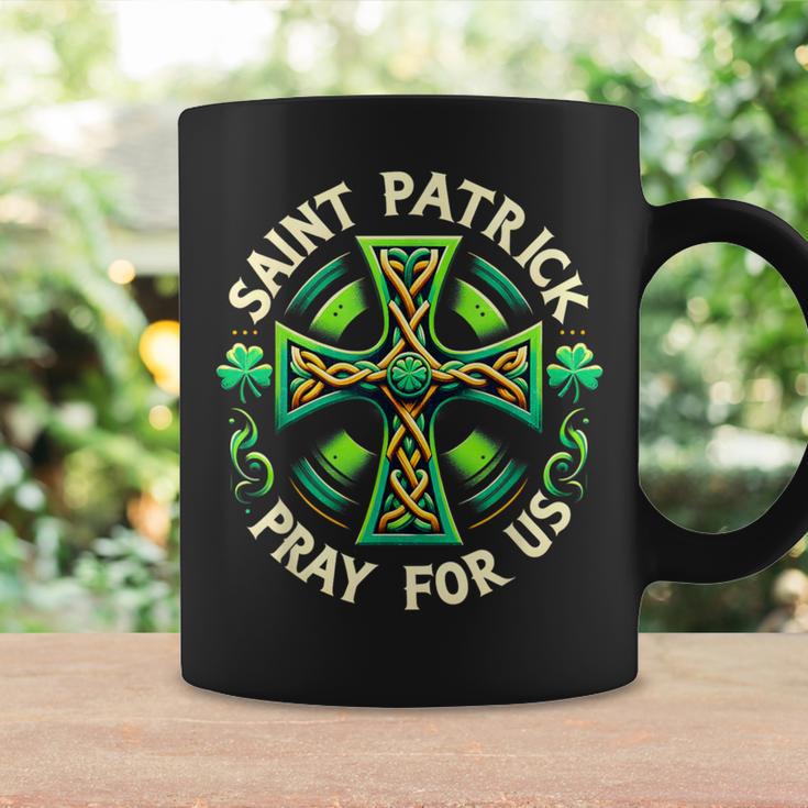 Saint Patrick Pray For Us Green Celtic Cross Patrick Day Coffee Mug Gifts ideas